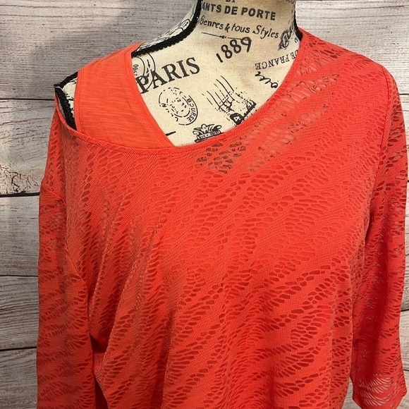 Chico’s 2 Pieces Coral Top 3/4 Sleeves & Tank Two Pieces Chicos Size 3 XL - Picture 3 of 12